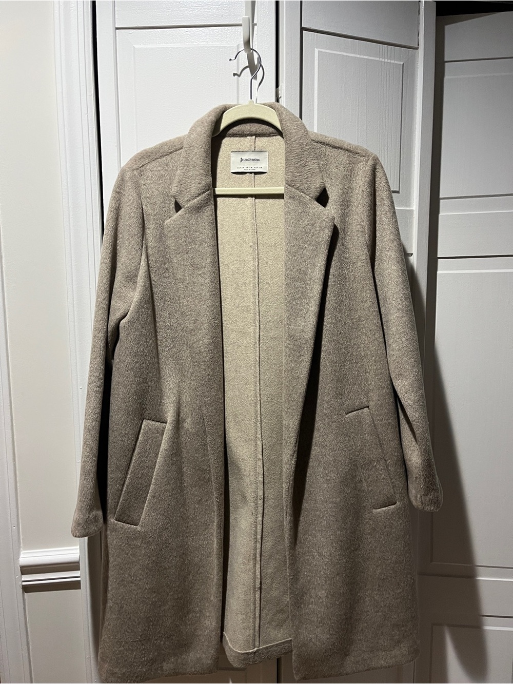 stradivarius Beige Open-Front Trench Coat
